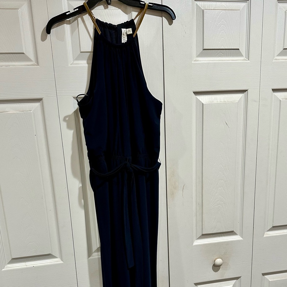 Elegant Navy Blue Necklace Sleeveless Jumpsuit